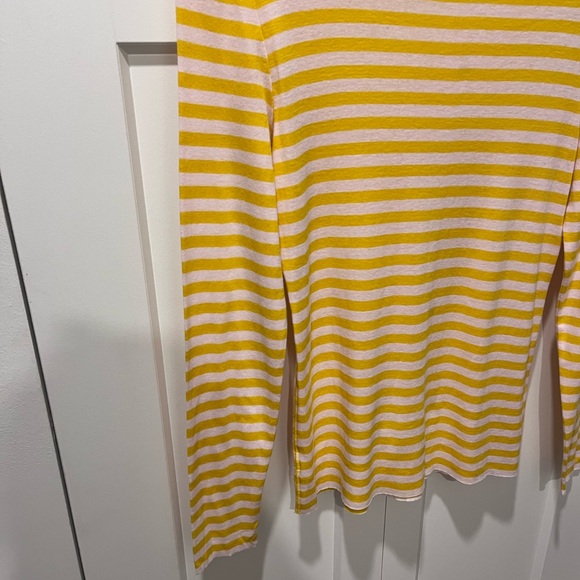 TORY SPORT PRE-LOVED AUTHENTIC YELLOW/WHITE STRIPES LONG SLEEVES COTTON T-SHIRT - Picture 10 of 14